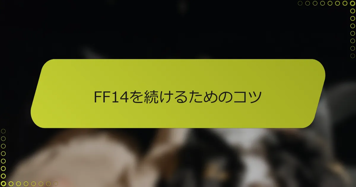 FF14を続けるためのコツ