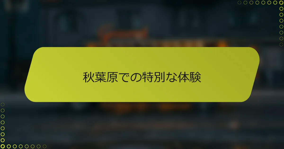 秋葉原での特別な体験